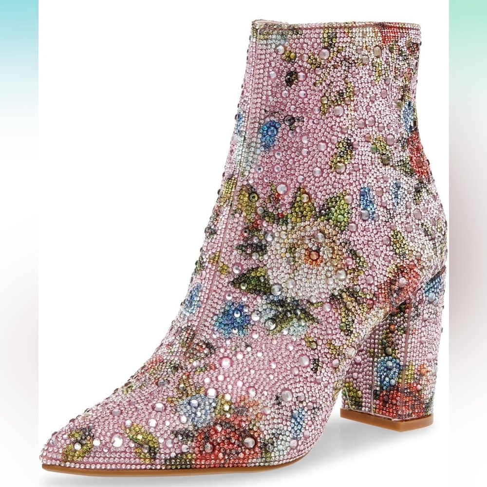 Betsey Johnson Cady Floral Rhinstone Ankle Boots